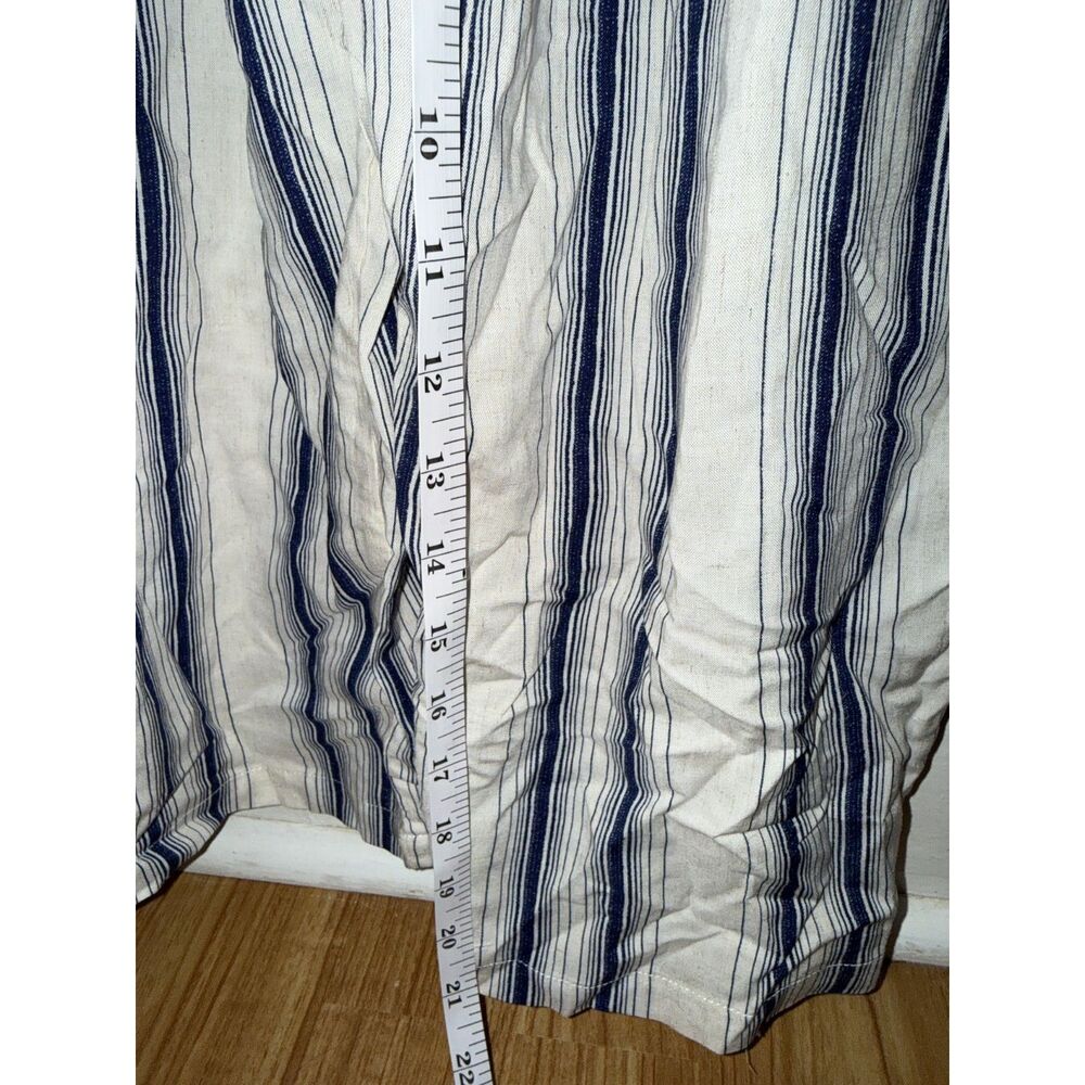 Lily Rose NWT Linen Blend Navy Cream Striped Jumpsuit Size L Wide Leg Pockets - Picture 11 of 11